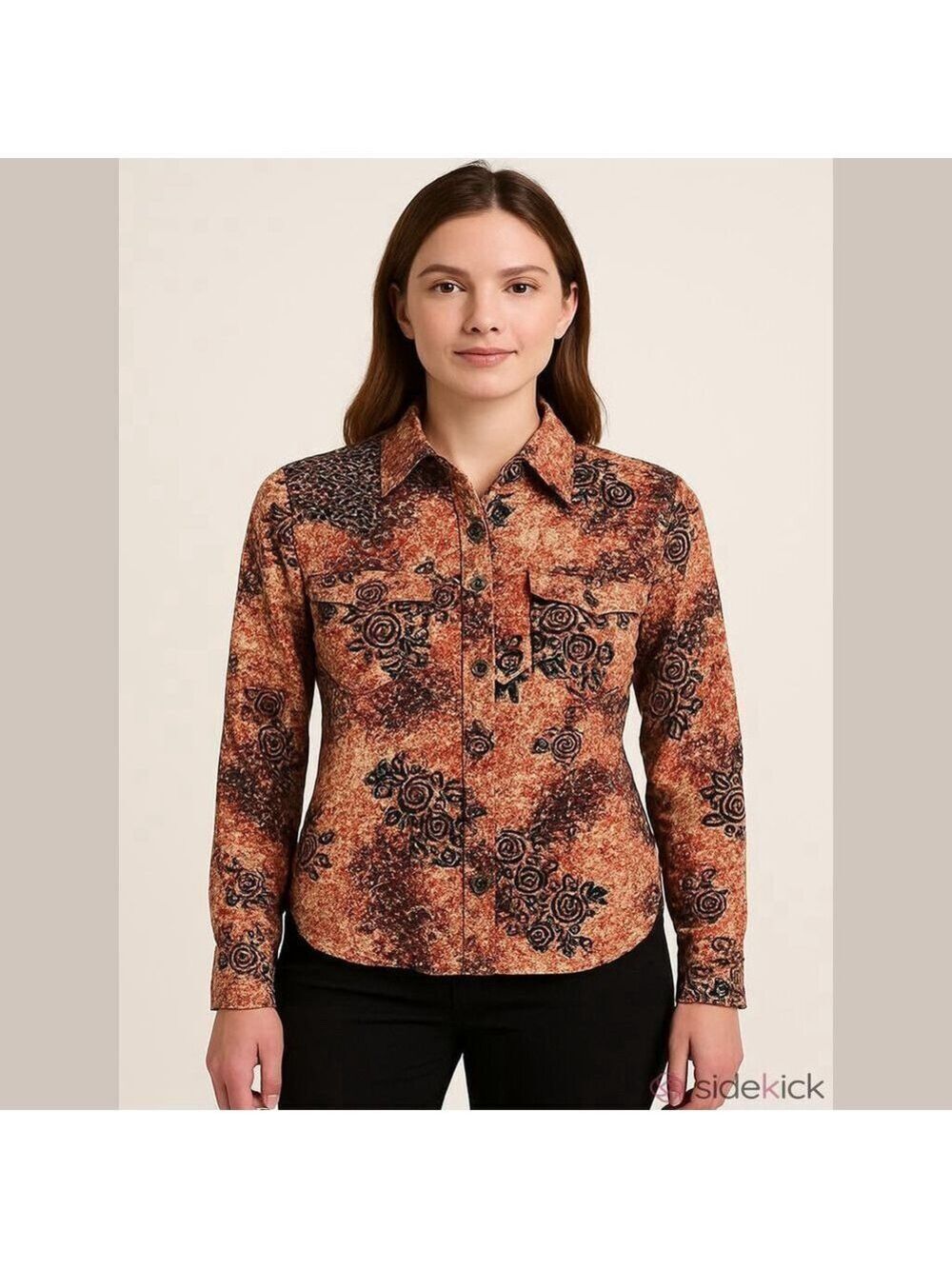 Tell Your Friends Floral Button Down Shirt XXS Pink Viscose Pajama Blouse w/ Bag